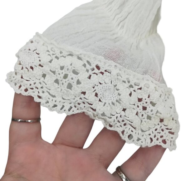 Vtg Alicia Gauzy White Crochet Lace Vintage Dress Size 5/6 Boho Bohemian Cotton - Picture 4 of 15